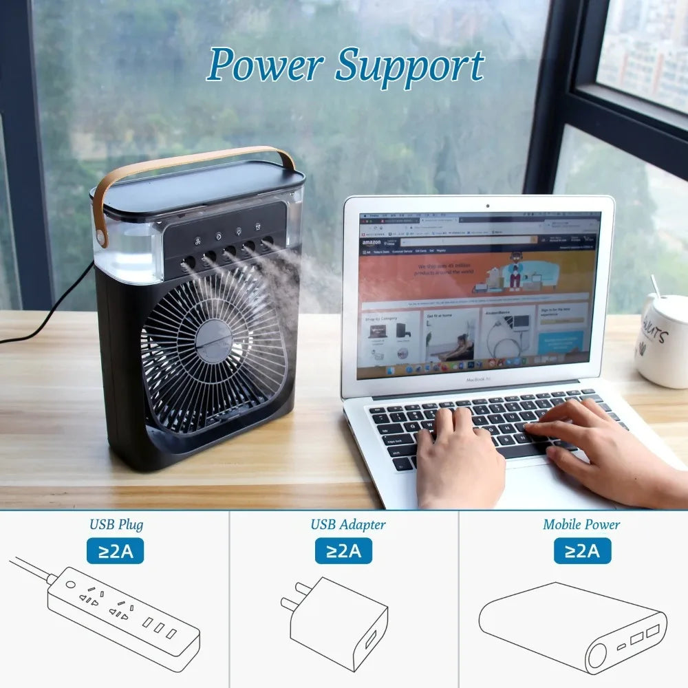 New USB Humidifier Fan with 5 Sprays for Office, Dorm, and Home Use –