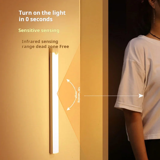 1pc Wireless Rechargeable LED Motion Sensor Cabinet Light - Ideal for