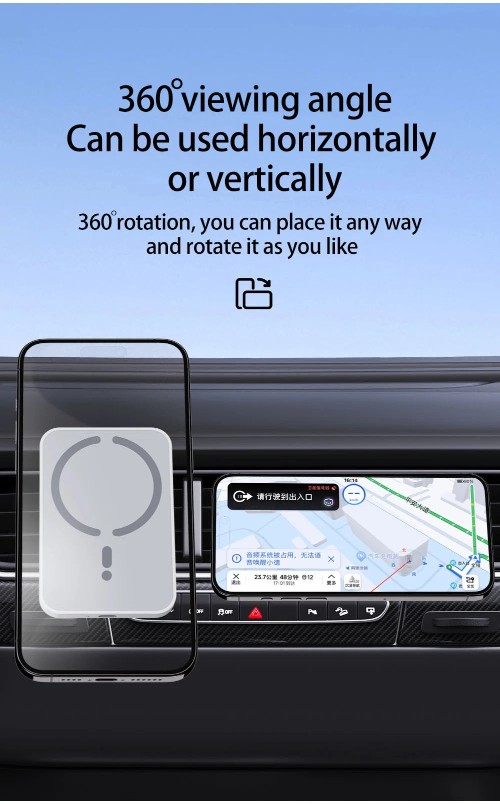 Cargador Inalámbrico Magnético 15W para Auto – Compatible con iPhone MagSafe